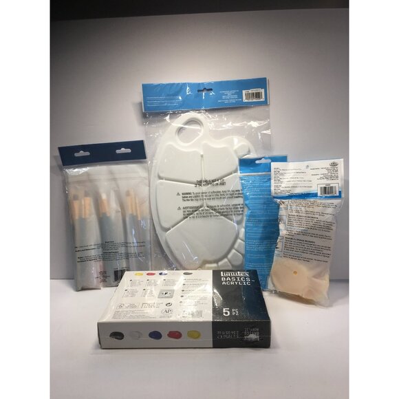 Liquitex Basics Acrylic Paint Set w/ Brushes Palette Knives & Sponge - Picture 10 of 11